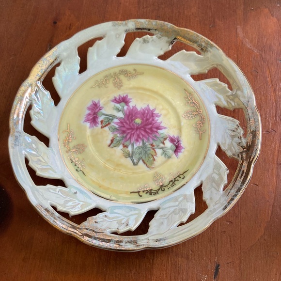 Other - Vintage Japan Pink Dahlia Floral Saucer Plate - 1972